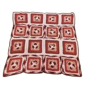 Granny Square Crocheted Knit Blanket Pink Mauve Purple Grannycore Girl’s Throw